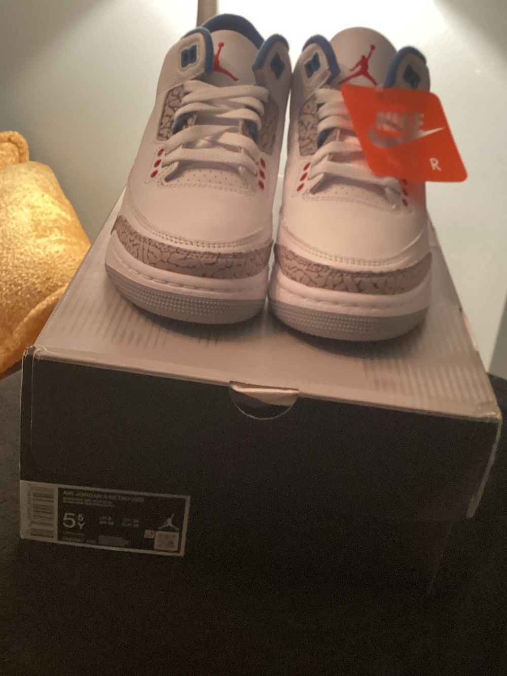 Jordan Kids White and Red Retro 3 Low Top Sneakers